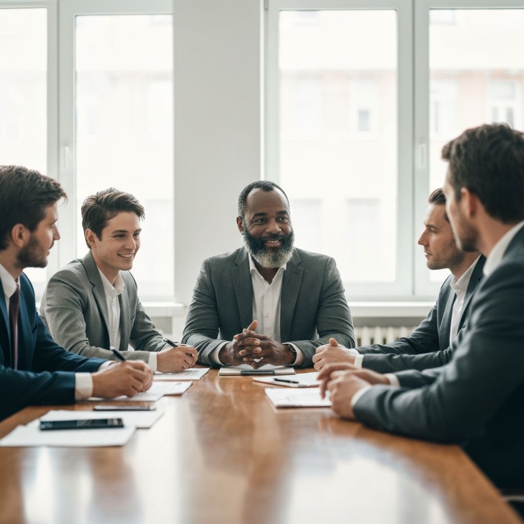 Professional consulting team meeting with clients